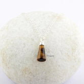 Tiger's Eye Necklace - 925 Silver - Handmade Pendant Necklace - 8x16mm Frustum - Artisan Jewelry - Gift For Graduation - Jewelry For Lawyer